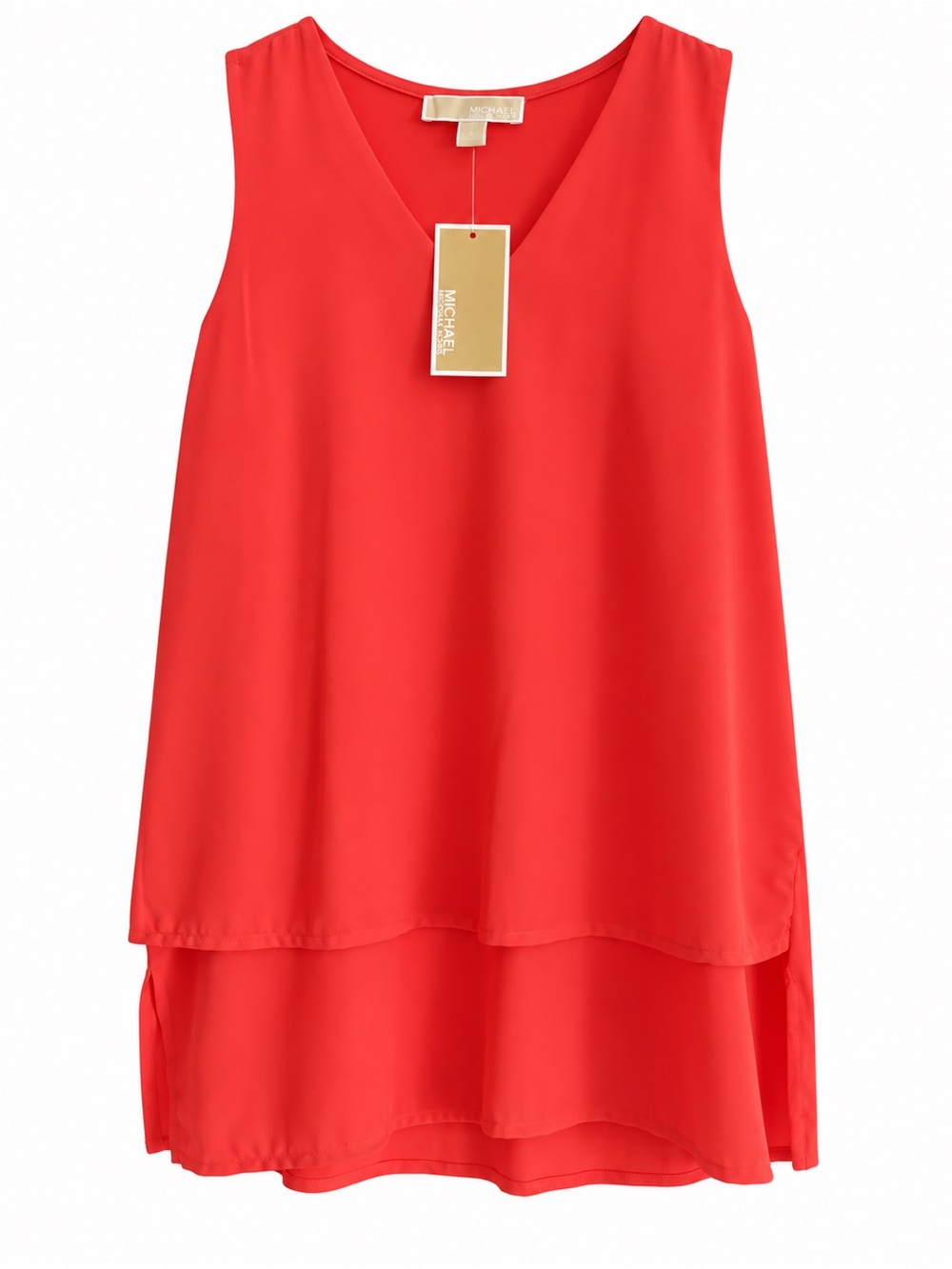 Michael Kors Coral V-Neck Layered Blouse